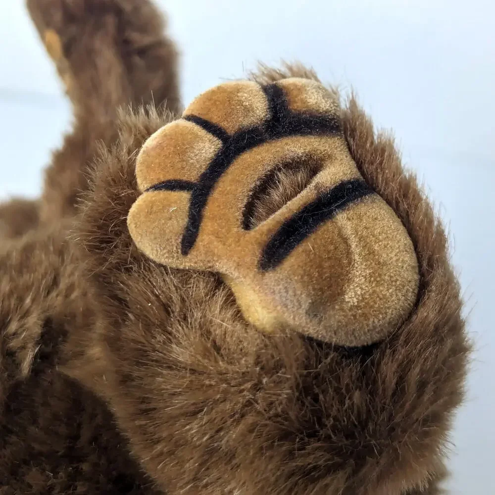 Vintage Brown Teddy Bear Hand Puppet Plush Realistic Hard Suede Paws Stuffed 10